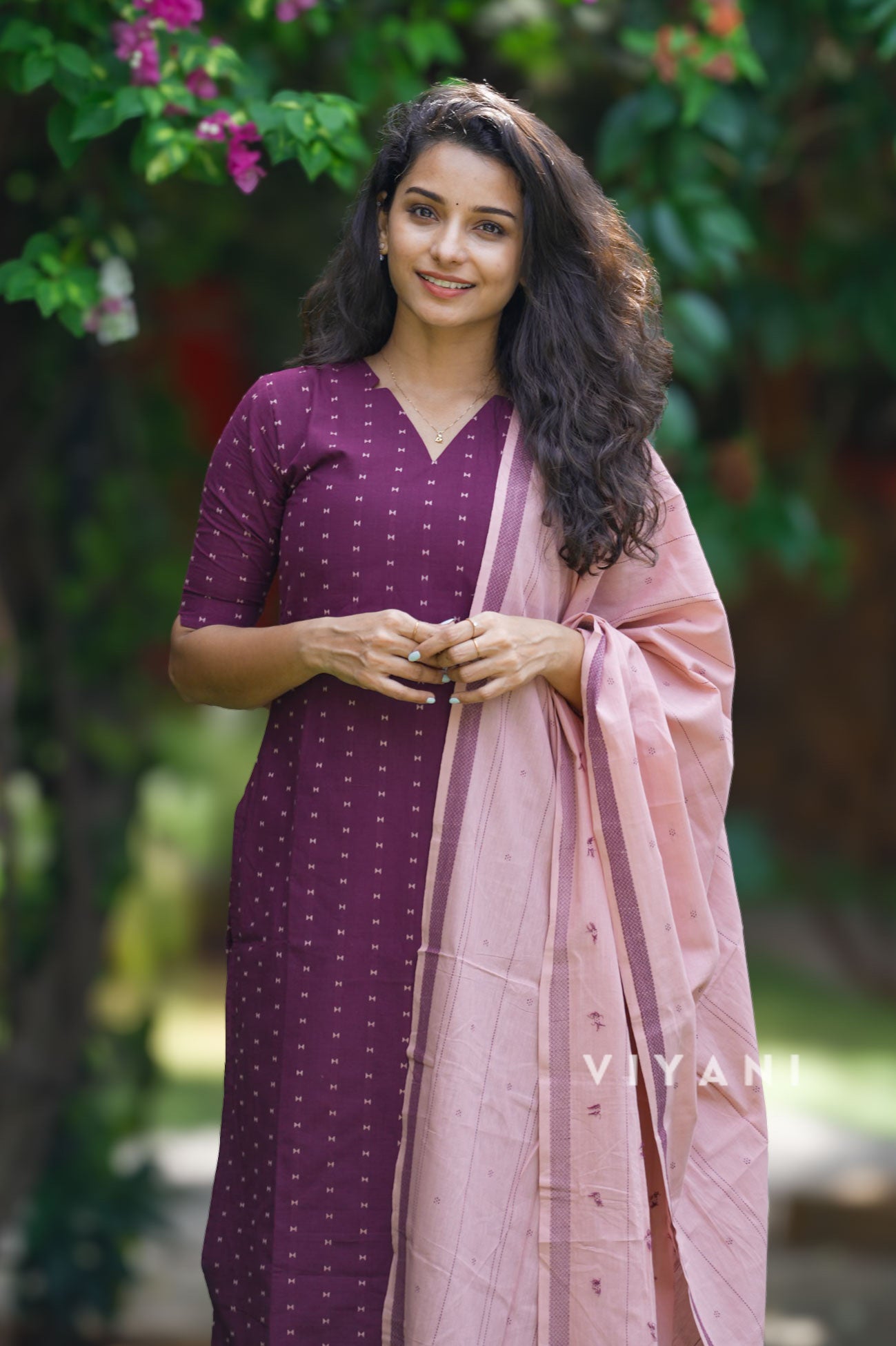 Cool Winter - Plum Handloom Cotton 3 Piece Set