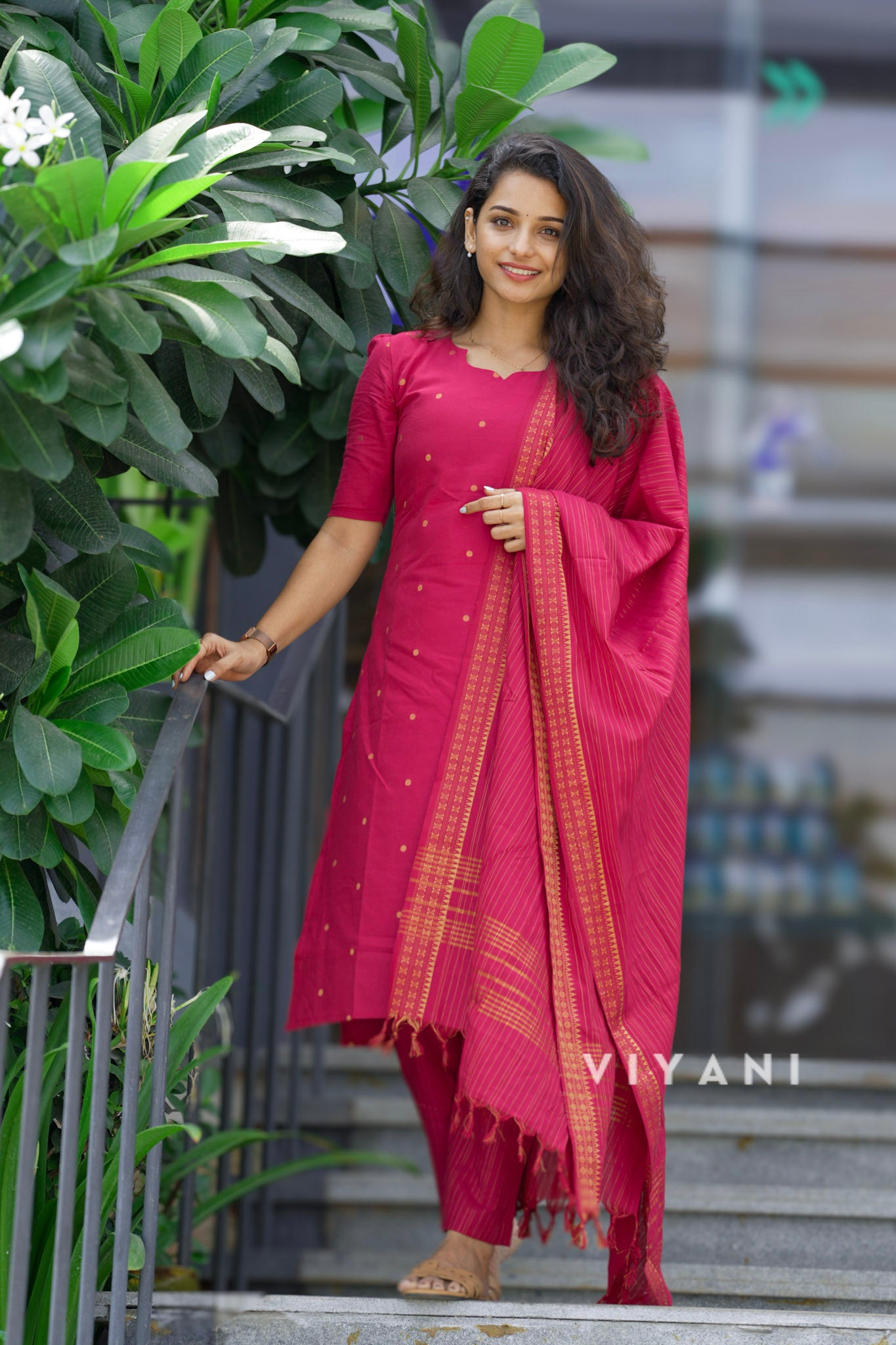 Rose Rani - Pink Handloom Cotton 3 Piece Set