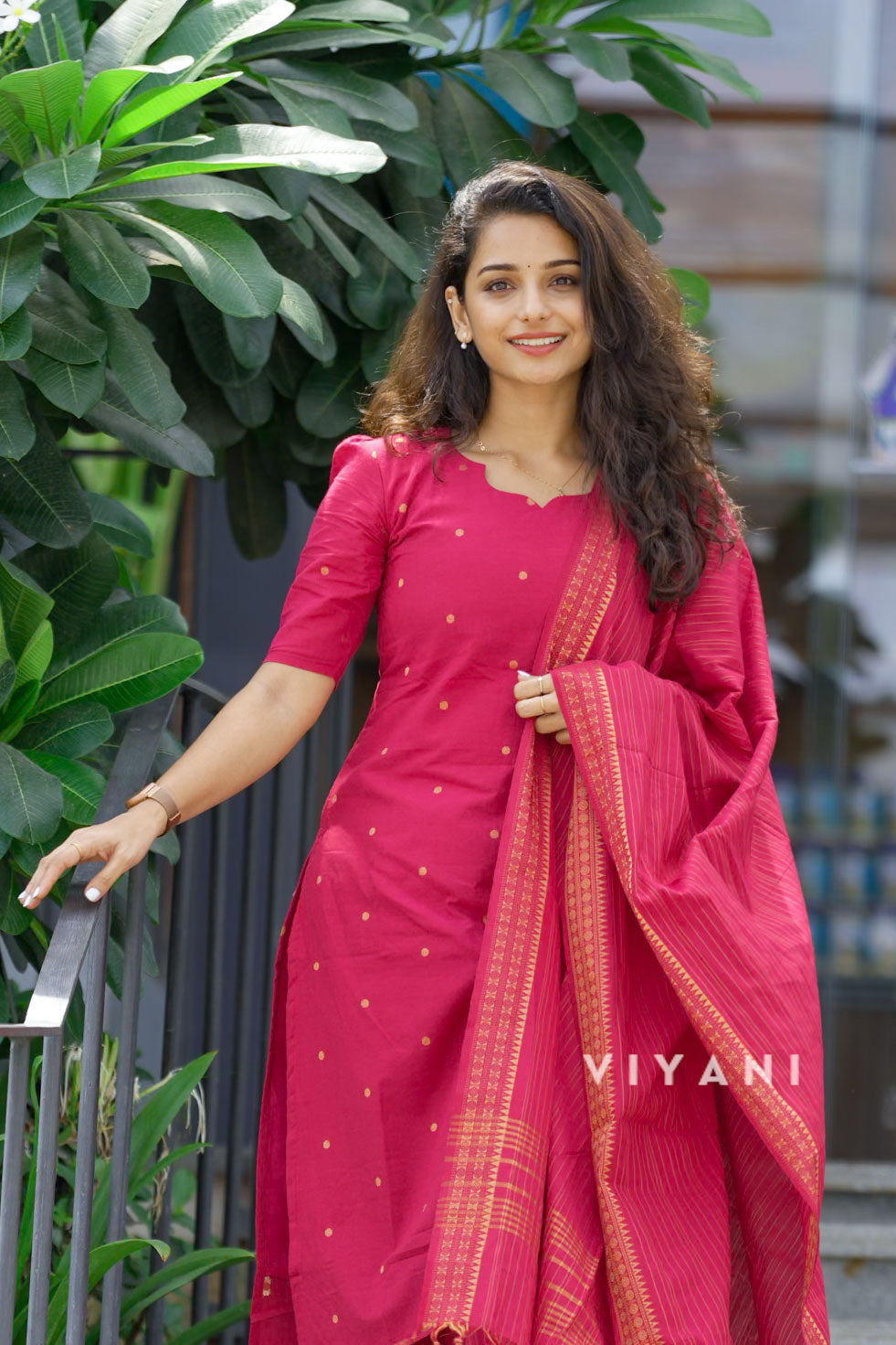 Rose Rani - Pink Handloom Cotton 3 Piece Set