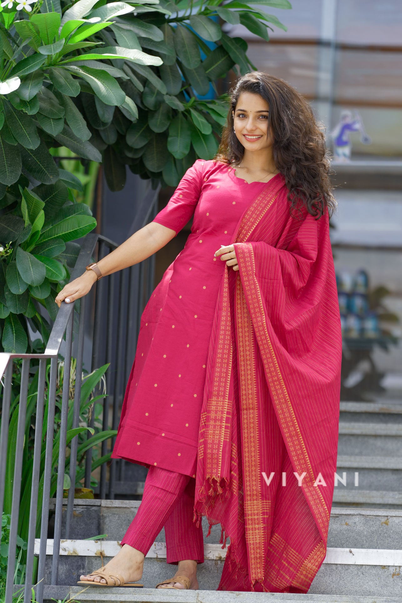 Rose Rani - Pink Handloom Cotton 3 Piece Set