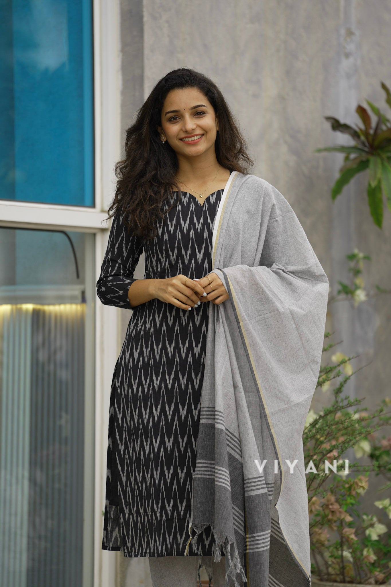 Ikat Reverie - Black Ikat Cotton 3 Piece Set