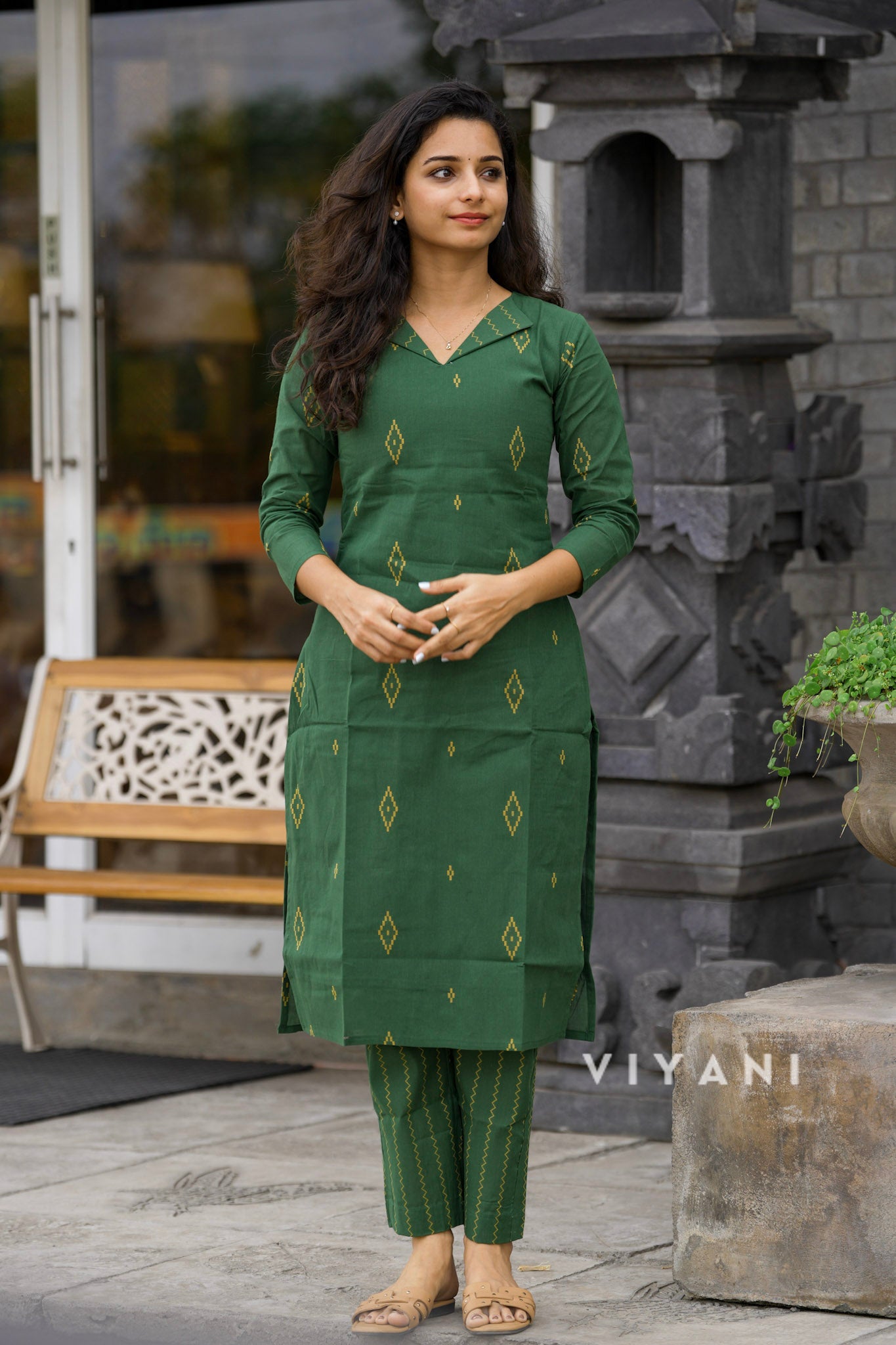 Jade Collar - Green Cotton Co-ord set