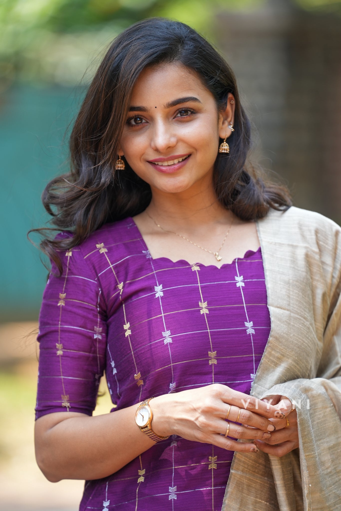 Deep Purple Checks Salwar sets - 3 Piece suit