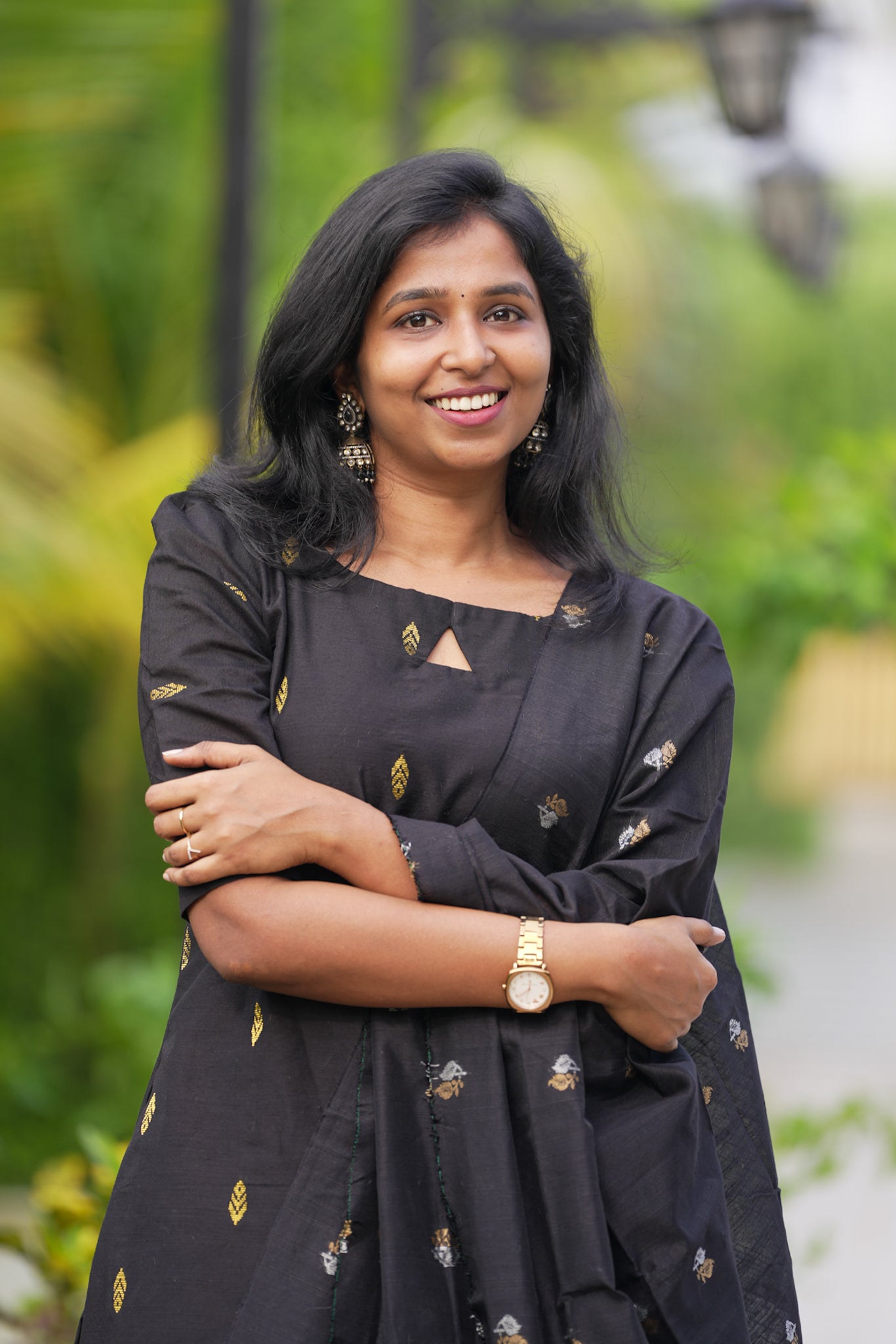 Elegant Black Salwar Set(3 Piece) - Slub Cotton Silk