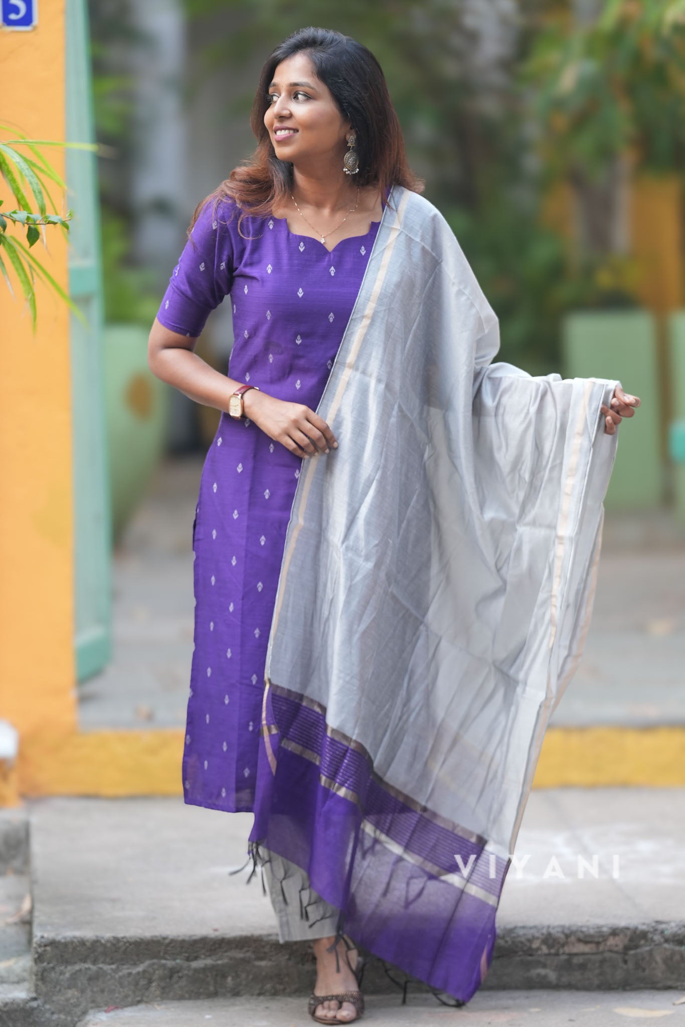 Iris Meadow - Violet Viscose Slub 3 Piece Set