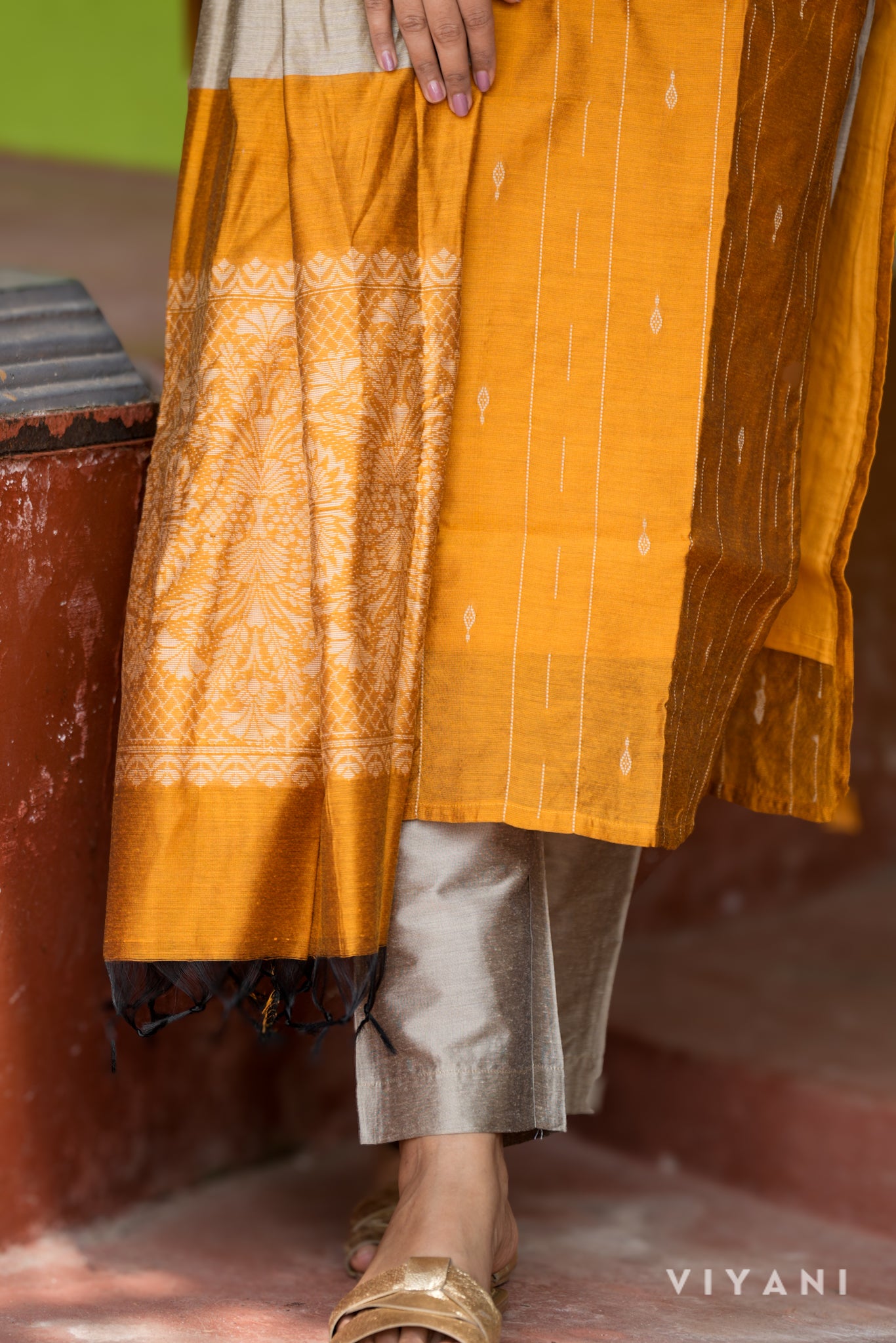 Esha Salwar Set - Golden Yellow - Semi Silk Cotton