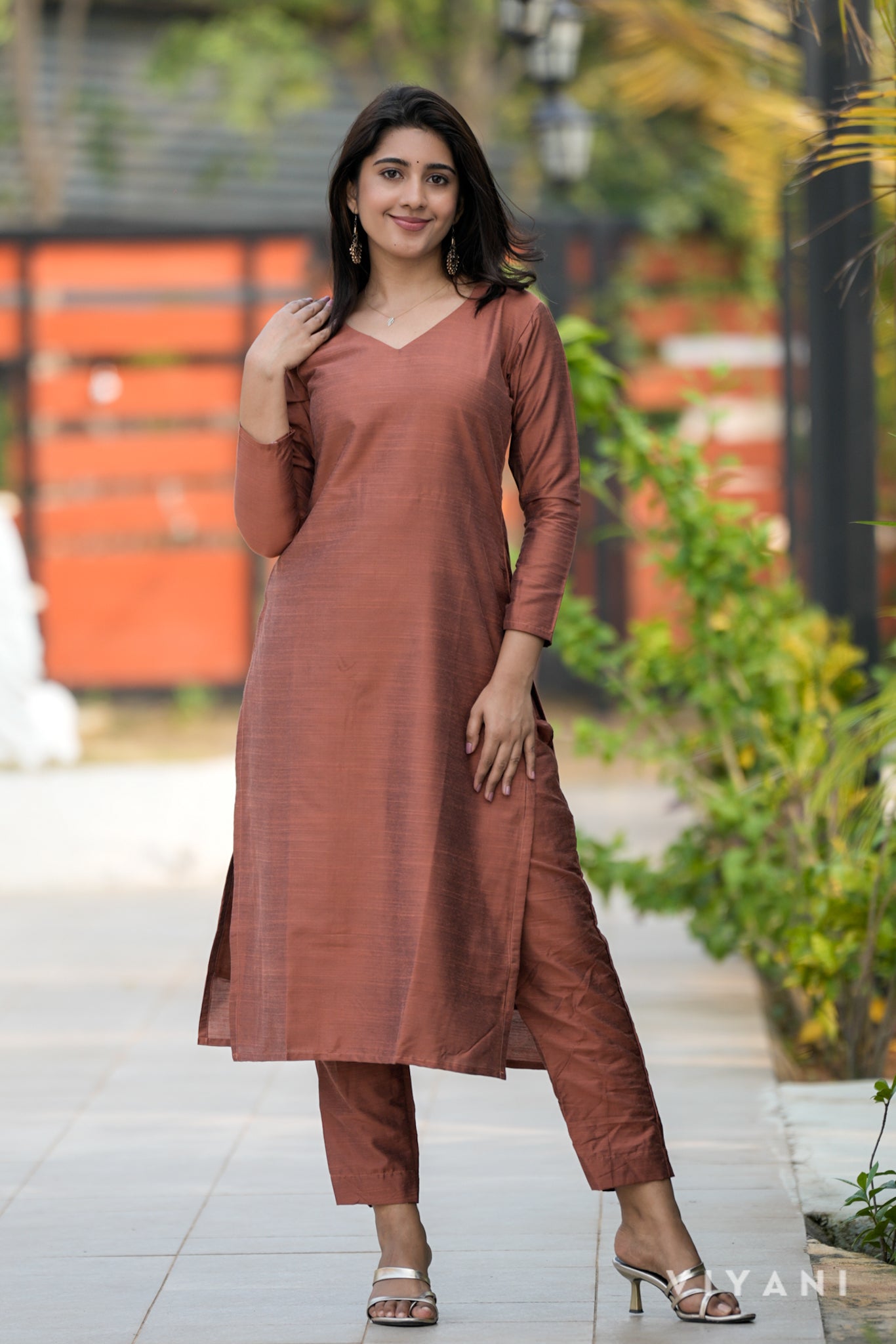 Kamali Co-ord with Chennuri Dupatta - Rusty Amber