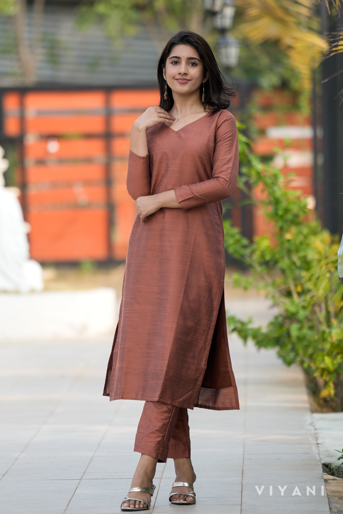 Kamali Co-ord with Chennuri Dupatta - Rusty Amber