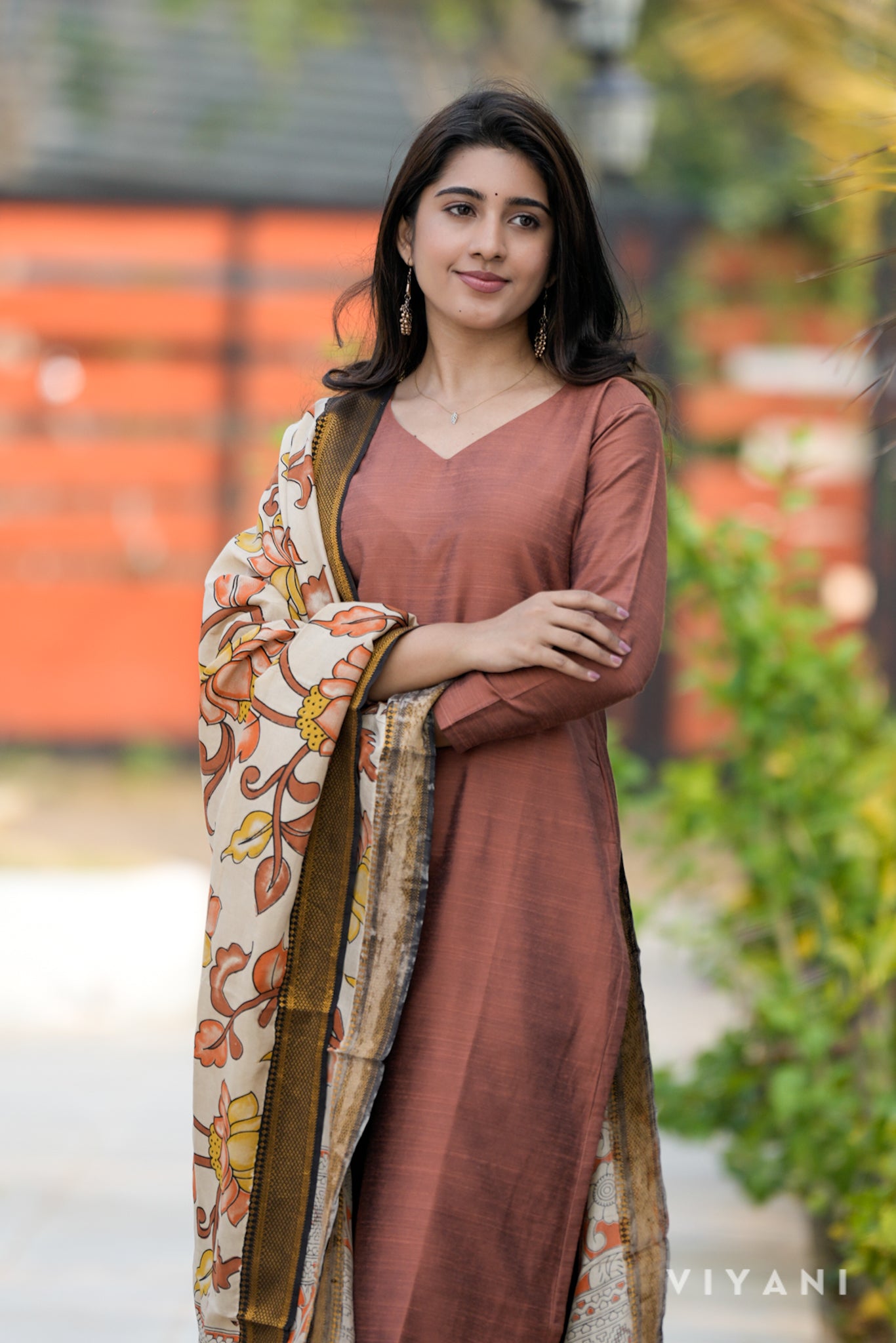 Kamali Co-ord with Chennuri Dupatta - Rusty Amber