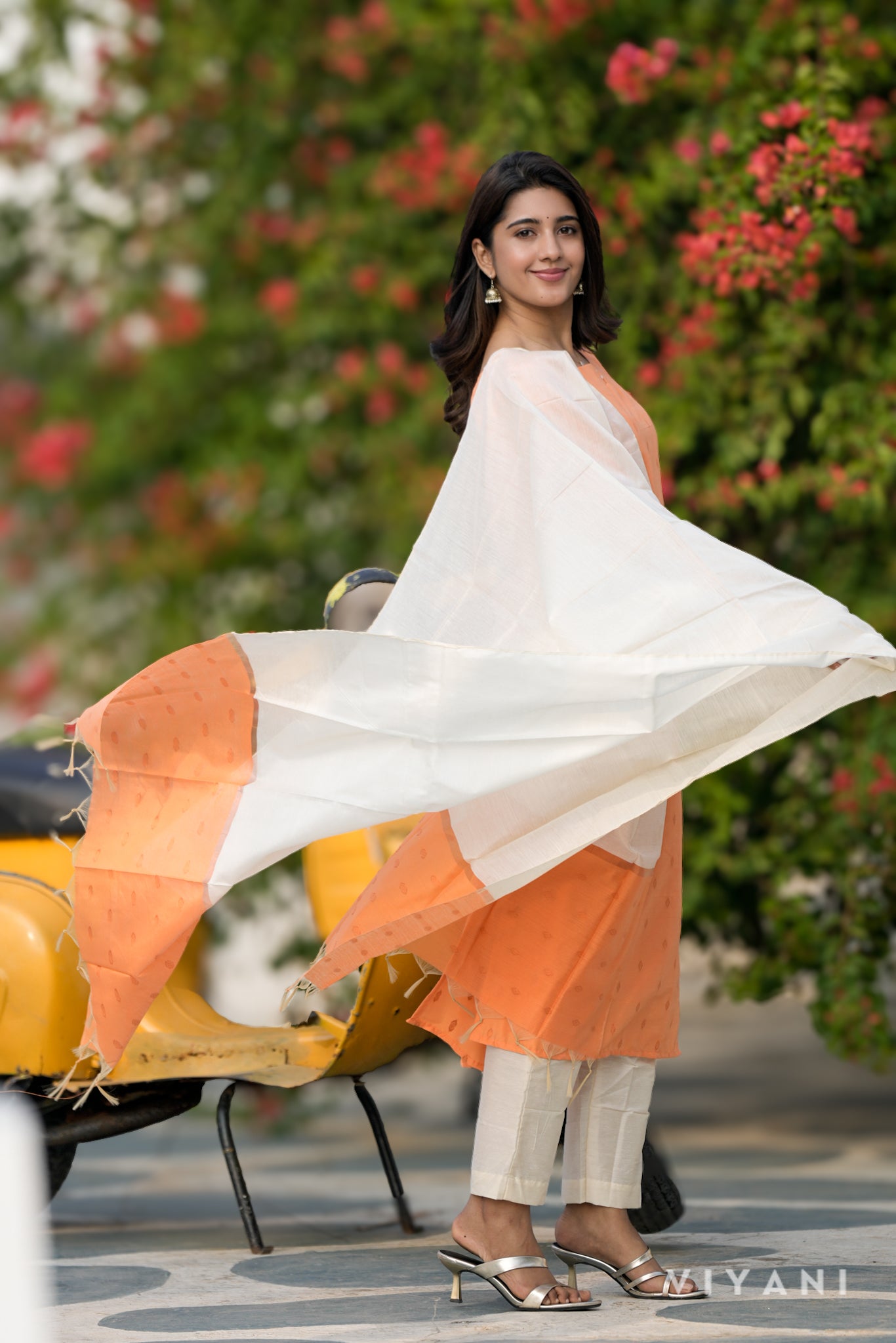 Pastel Orange Salwar Set - Silk Cotton