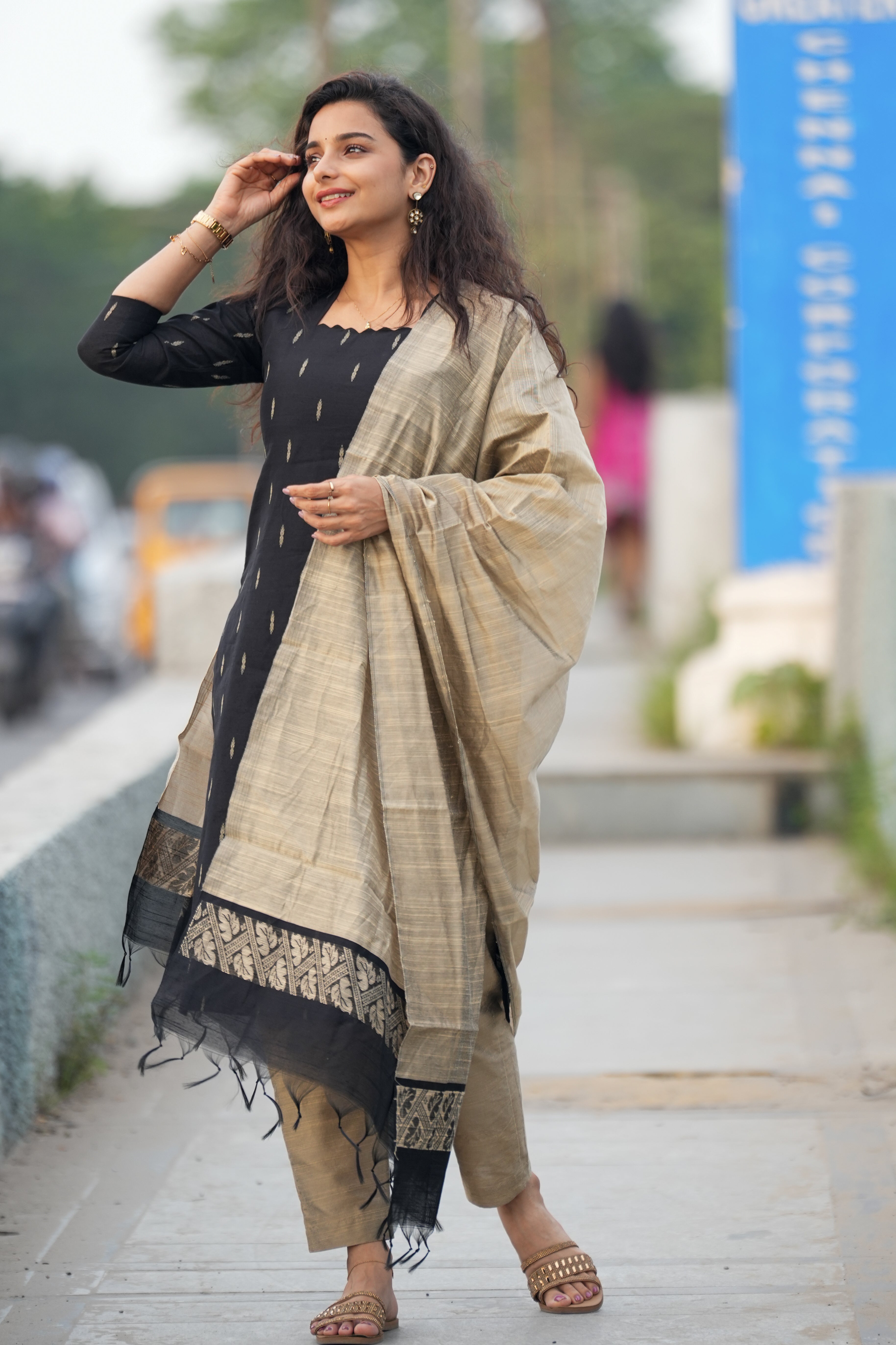 Black Slub Silk 3-Piece Set