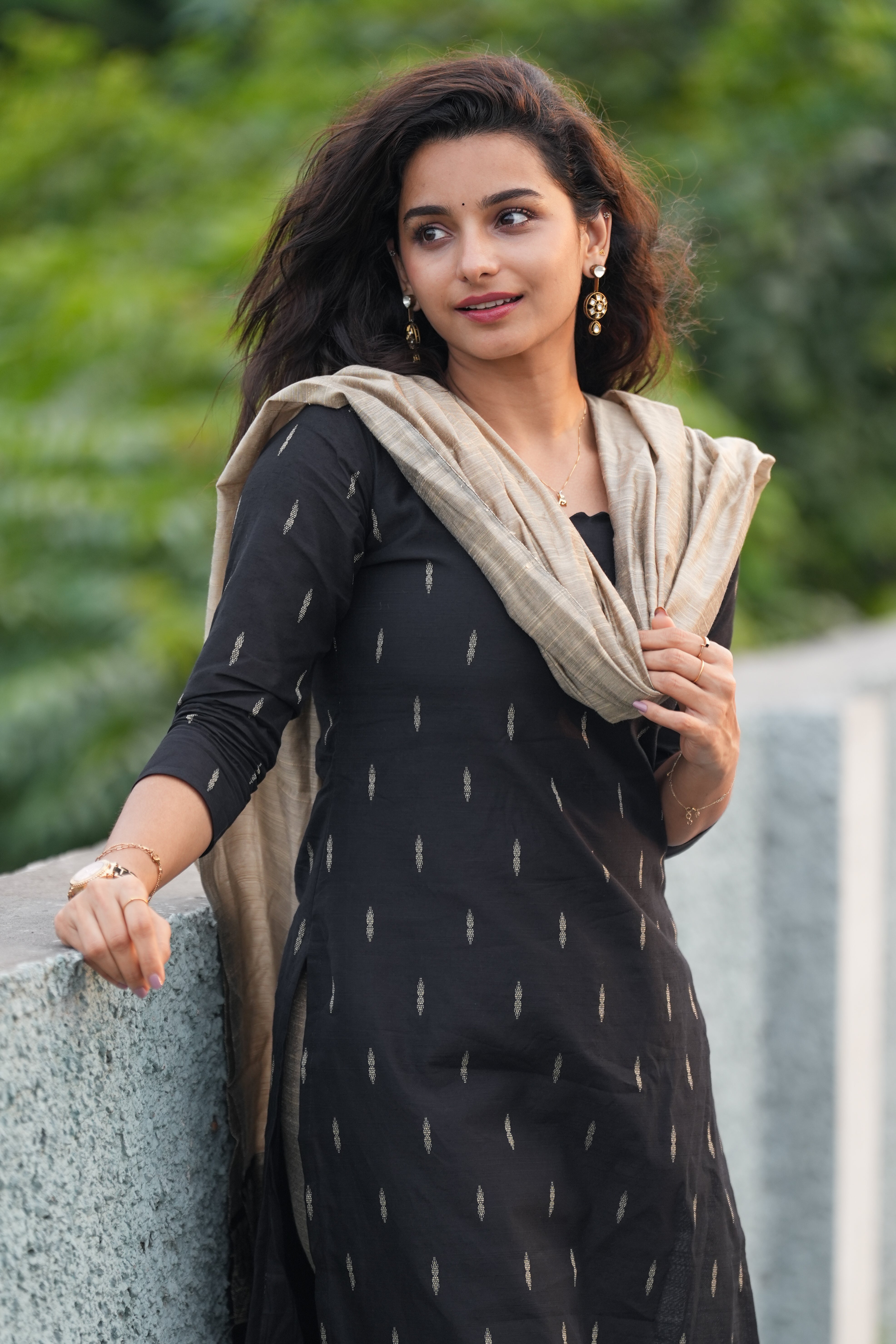 Black Slub Silk 3-Piece Set