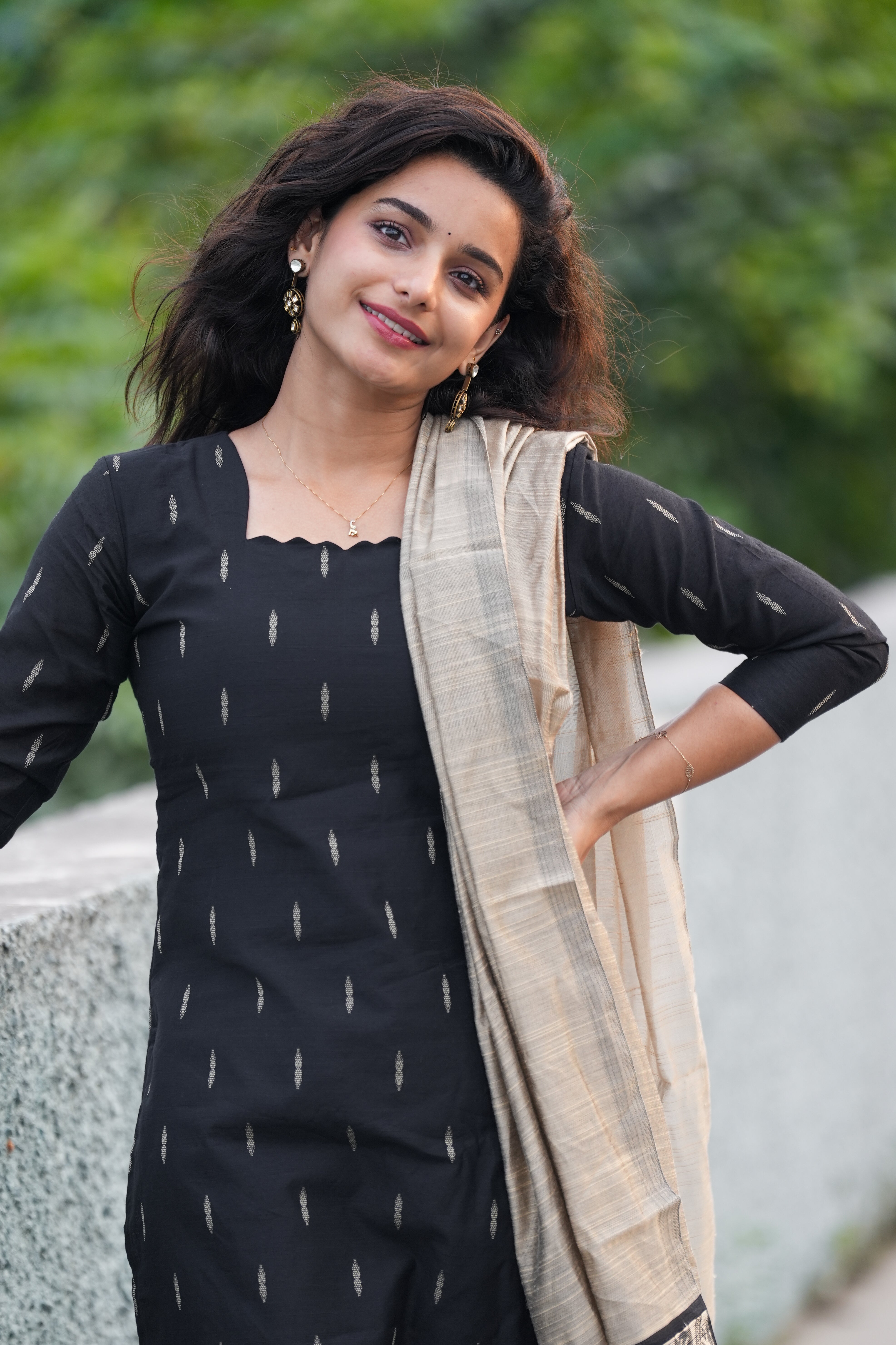 Black Slub Silk 3-Piece Set