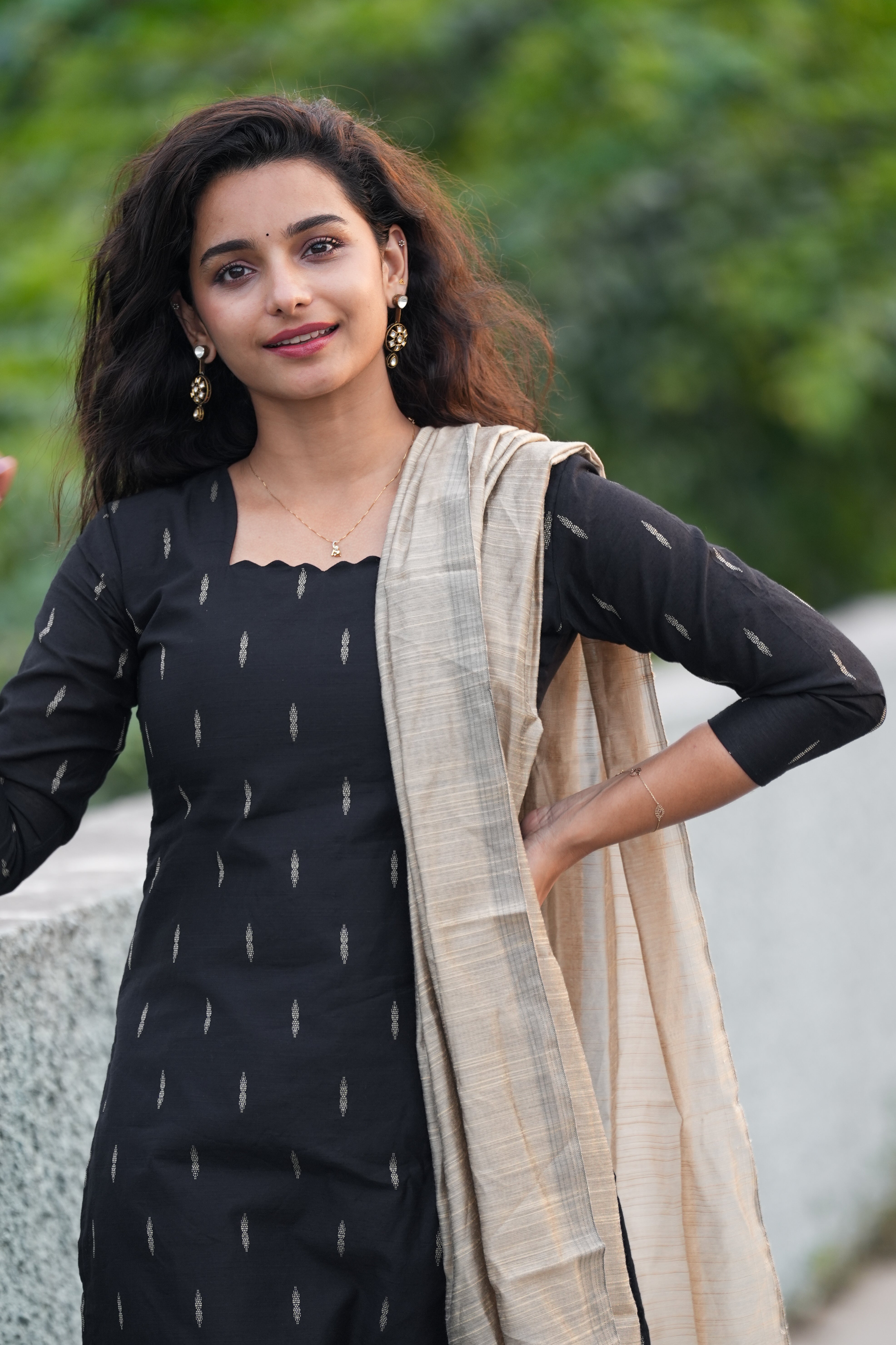 Black Slub Silk 3-Piece Set