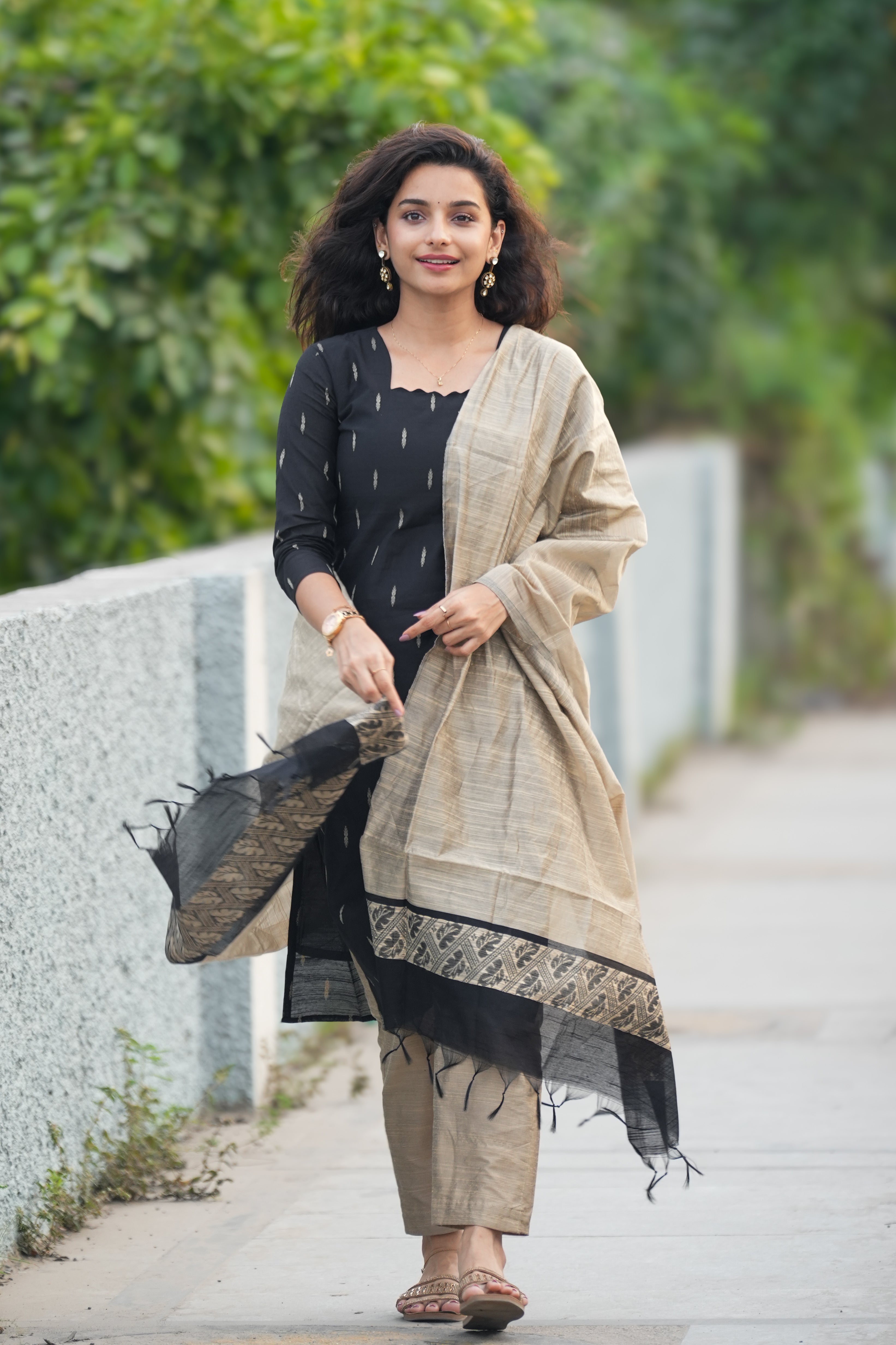 Black Slub Silk 3-Piece Set