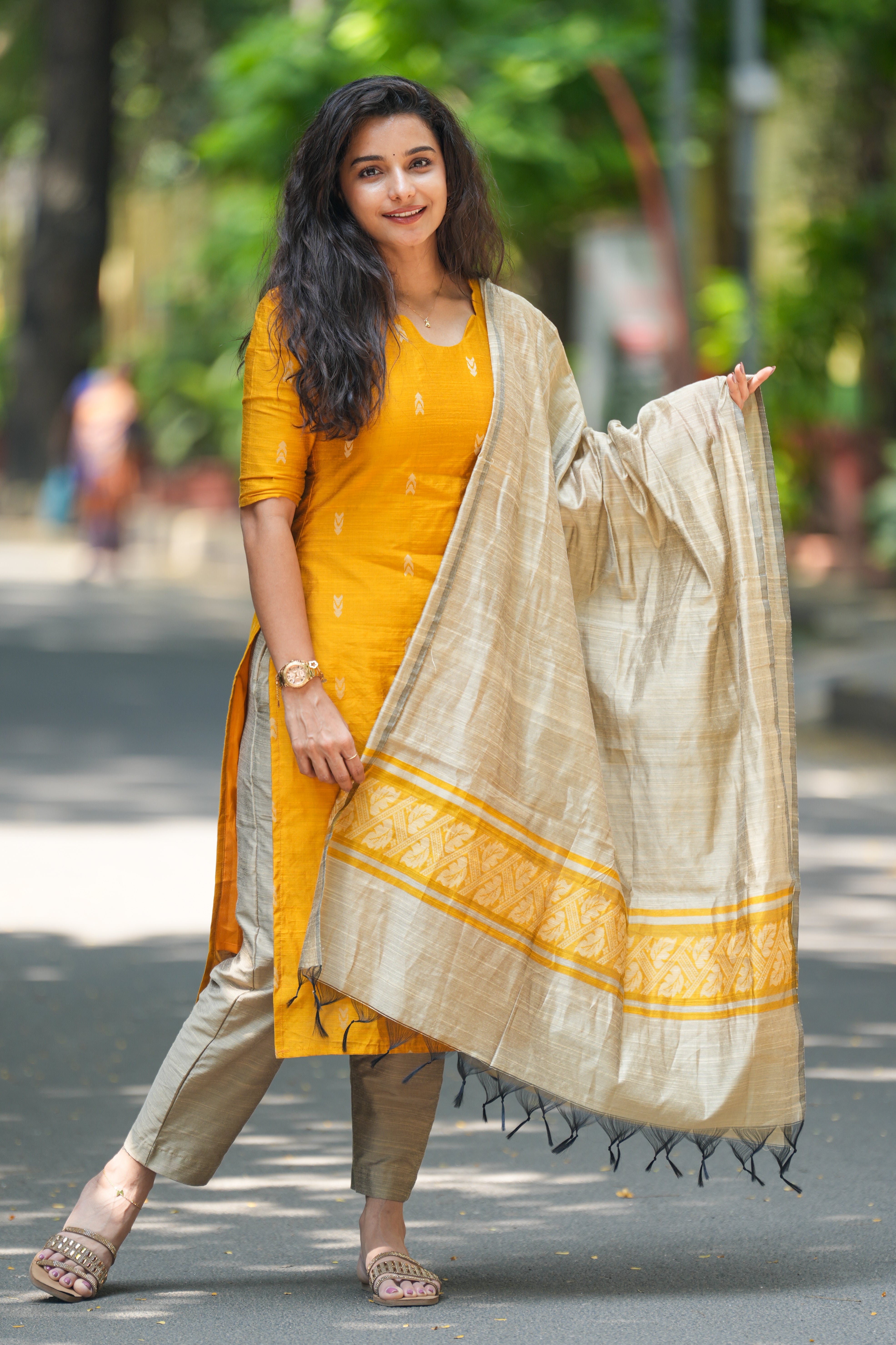 Mustard 3 Piece Set - Slub Silk Cotton