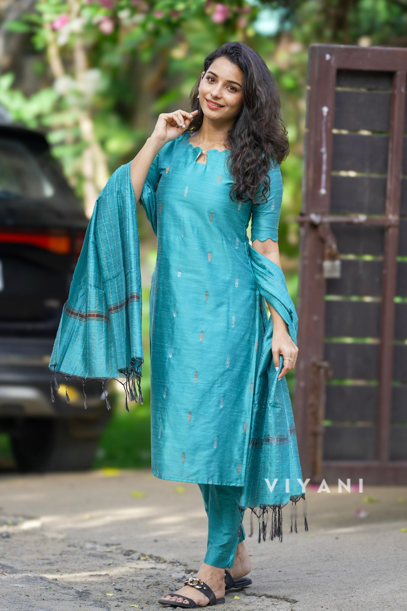 Aqua Bloom - Aquamarine Viscose Slub 3 Piece Set