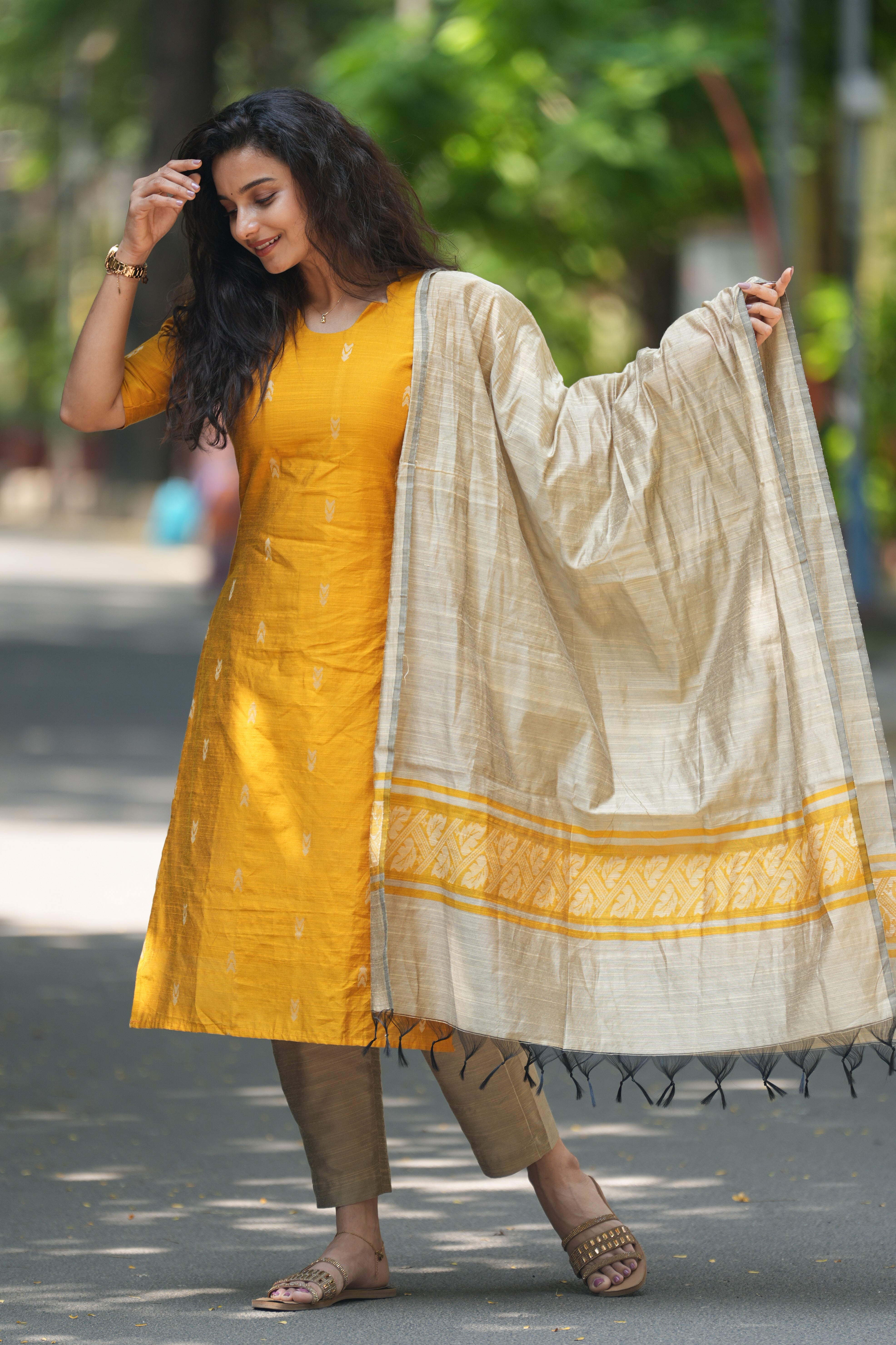 Mustard 3 Piece Set - Slub Silk Cotton