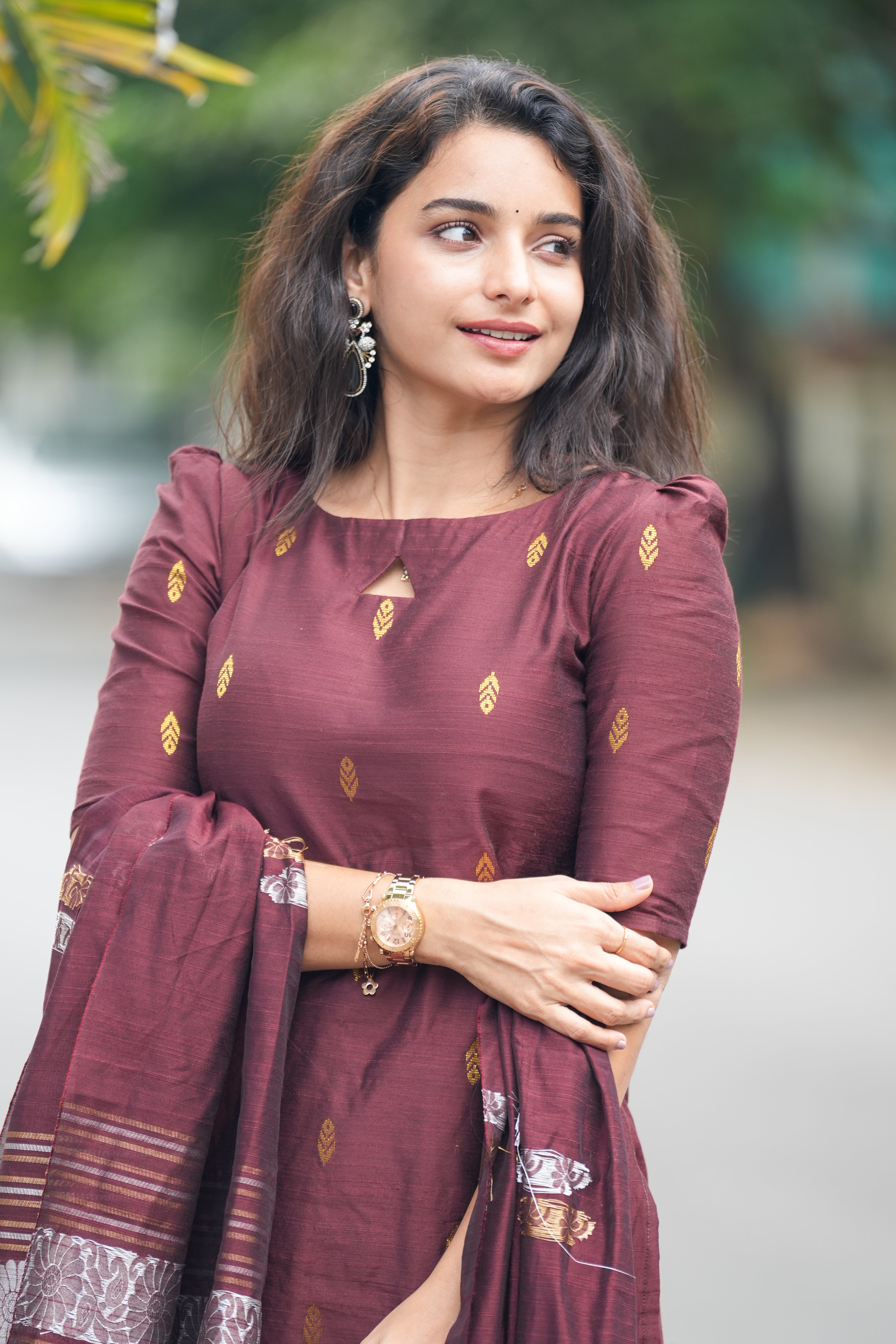 Wine Toned - Viscose Slub salwar set