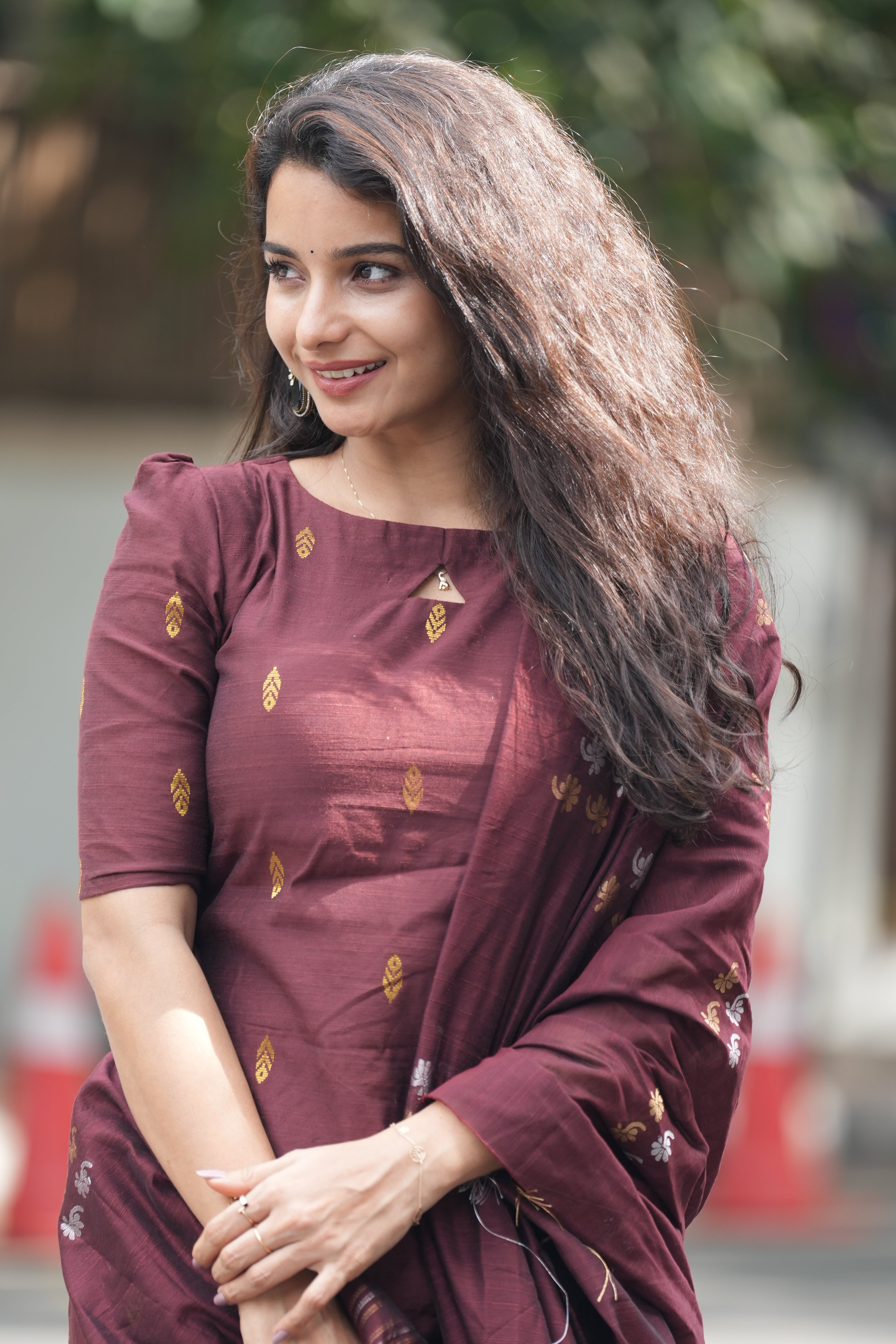 Wine Toned - Viscose Slub salwar set