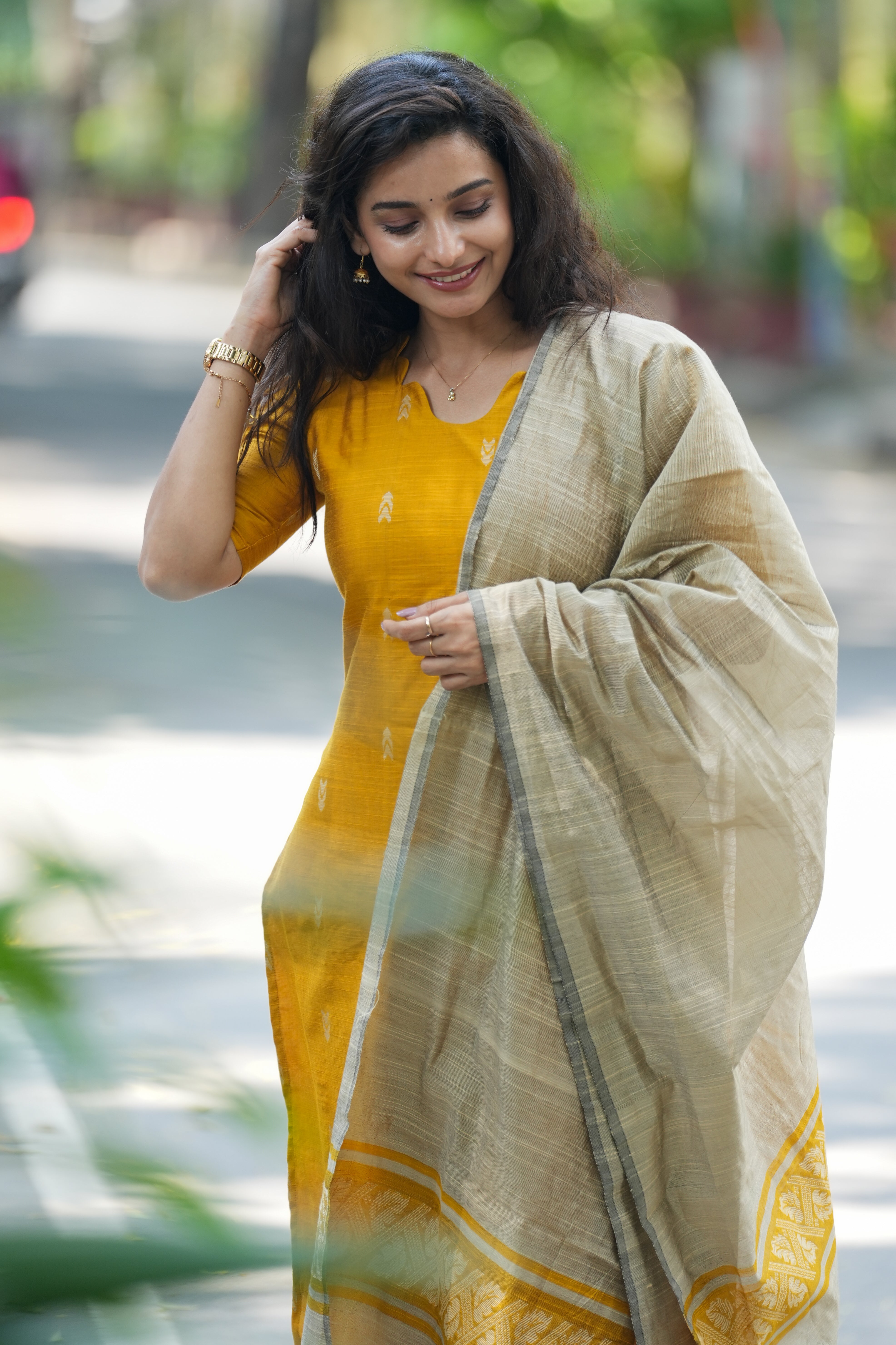 Mustard 3 Piece Set - Slub Silk Cotton